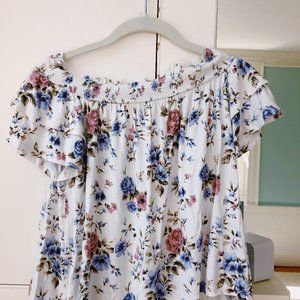 AEO: soft, floral off the shoulder top